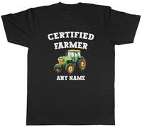 Shopagift Personalised Certified Farmer Green Farm Tractor Mens T-Shirt Tee
