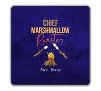 Shopagift Personalised Chief Marshmallow Roaster Camping 2 Pack Coasters - 9cm x 9cm