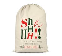 Shopagift Personalised Christmas Sack Shhhh Secret Santa Funny Xmas Gift Bag for Presents X-Large 70cm x 50cm