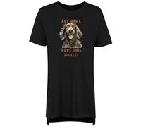 Shopagift Personalised Cocker Spaniel Dog Runs This House Women's Nightie Night Shirt Black