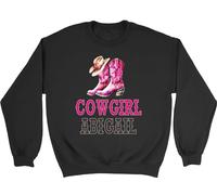 Shopagift Personalised Cowgirl Pink Boots Hat Sweatshirt Western Wild West Unisex Jumper