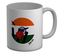 Shopagift Personalised Cricket India Sports White 11oz Large Mug Gift Cup