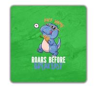 Shopagift Personalised Dinosaur Roars Before Breakfast 2 Pack Coasters - 9cm x 9cm