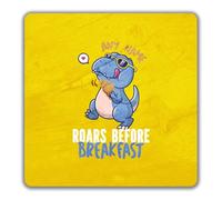 Shopagift Personalised Dinosaur Roars Before Breakfast 2 Pack Coasters - 9cm x 9cm
