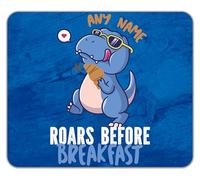 Shopagift Personalised Dinosaur Roars Before Breakfast Mouse Mat Pad 24cm x 19cm
