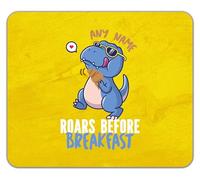 Shopagift Personalised Dinosaur Roars Before Breakfast Mouse Mat Pad 24cm x 19cm