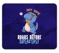 Shopagift Personalised Dinosaur Roars Before Breakfast Mouse Mat Pad 24cm x 19cm