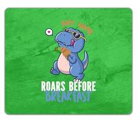 Shopagift Personalised Dinosaur Roars Before Breakfast Mouse Mat Pad 24cm x 19cm