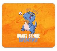 Shopagift Personalised Dinosaur Roars Before Breakfast Mouse Mat Pad 24cm x 19cm
