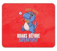 Shopagift Personalised Dinosaur Roars Before Breakfast Mouse Mat Pad 24cm x 19cm