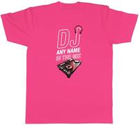 Shopagift Personalised DJ Any Name in The Mix Music Deejay Mens T-Shirt Tee Pink