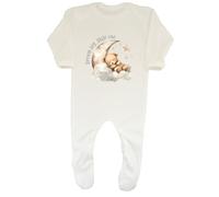 Shopagift Personalised Dream Big Little One Baby Romper Teddy Bear Cloud Moon Boys Girls White