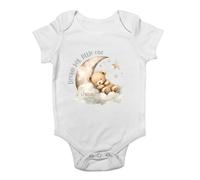 Shopagift Personalised Dream Big Little One Baby Vest Teddy Bear Cloud Moon Bodysuit Boys Girls