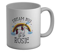 Shopagift Personalised Dream Big Rainbow and Unicorn Animal White 11oz Large Mug Gift Cup