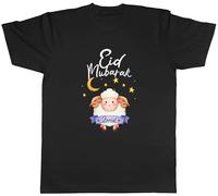 Shopagift Personalised Eid Mubarak Eid Al-Adha Sheep Muslim Mens T-Shirt Tee Black