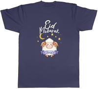 Shopagift Personalised Eid Mubarak Eid Al-Adha Sheep Muslim Mens T-Shirt Tee Navy Blue
