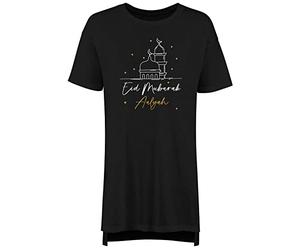 Shopagift Personalised Eid Mubarak Nightie Islam Muslim Night Shirt Black