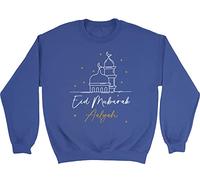 Shopagift Personalised Eid Mubarak Sweatshirt Kids Islam Muslim Gift Jumper Blue