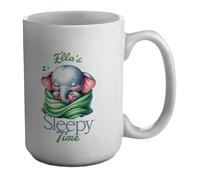 Shopagift Personalised Elephant Sleepy Time Nap Mug White 15oz Large Ceramic Cup