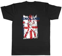Shopagift Personalised England Cricket Fan Mens T-Shirt Batsman Hitting Six Runs Supporter Tee Black