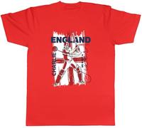 Shopagift Personalised England Cricket Fan Mens T-Shirt Batsman Hitting Six Runs Supporter Tee Red