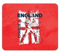 Shopagift Personalised England Cricket Fan Mouse Mat Pad Batsman Hitting Six Runs Supporter 24cm x 19cm