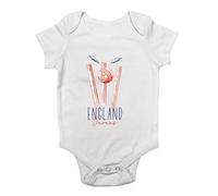 Shopagift Personalised England Cricket Supporters Baby Vest Retro Ball Wicket Stumps Fans Bodysuit Boys Girls