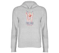 Shopagift Personalised England Cricket Supporters Hoodie Unisex Retro Ball Wicket Stumps Fans Hoody Hooded Top
