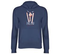 Shopagift Personalised England Cricket Supporters Hoodie Unisex Retro Ball Wicket Stumps Fans Hoody Hooded Top