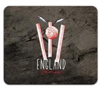 Shopagift Personalised England Cricket Supporters Mouse Mat Pad Retro Ball Wicket Stumps Fans 24cm x 19cm