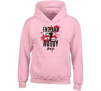 Shopagift Personalised England Rugby Hoodie Kids Supporters Fans 6 Nations Union Cup Gift Hoody Hooded Top Pink