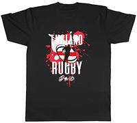 Shopagift Personalised England Rugby T-Shirt Mens Supporters Fans 6 Nations Union Cup Tee Gift Black