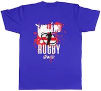 Shopagift Personalised England Rugby T-Shirt Mens Supporters Fans 6 Nations Union Cup Tee Gift Blue