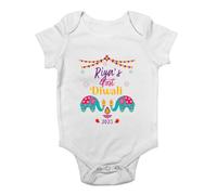 Shopagift Personalised First Diwali Baby Vest Elephants Bunting First Diwali Girls Bodysuit Boys Girls