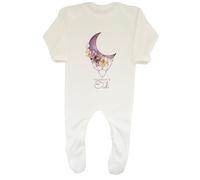 Shopagift Personalised First Eid Baby Sleepsuit Romper Pastel Floral Moon Boys Girls White