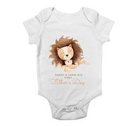 Shopagift Personalised First Father's Day Baby Vest Daddy and Baby Jungle Lion Bodysuit Boys Girls