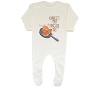 Shopagift Personalised First Pancake Day Baby Romper Pancakes in a Pan Boys Girls White