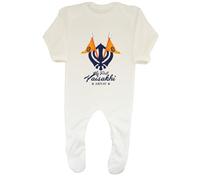 Shopagift Personalised First Vaishaki Khanda Flags Sikh Baby Romper Boys Girls White
