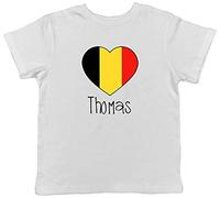 Shopagift Personalised Football Belgium Flag Childrens Kids T-Shirt White