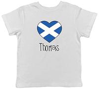 Shopagift Personalised Football Scotland Flag Childrens Kids T-Shirt White