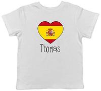 Shopagift Personalised Football Spain Flag Childrens Kids T-Shirt White
