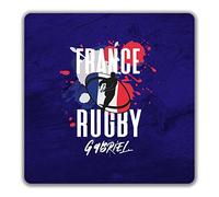 Shopagift Personalised France Rugby 2 Pack Coasters Supporters Fans 6 Nations Union Cup Gift - 9cm x 9cm