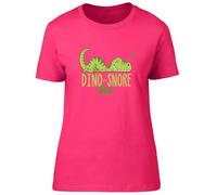 Shopagift Personalised Funny Dino-Snore Dinosaur Sleeping Womens T-Shirt Ladies Tee Pink