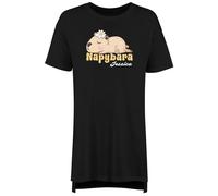 Shopagift Personalised Funny Sleeping Napybara Capybara Women's Nightie Night Shirt Black