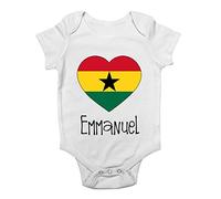Shopagift Personalised Ghana Football Nation Flag Baby Grow Vest Bodysuit White