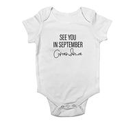 Shopagift Personalised Grandma See You In September Baby Grow Vest Bodysuit