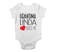 Shopagift Personalised Grandma with Any Name Loves Me Cute Boys and Girls Baby Vest Bodysuit