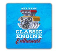 Shopagift Personalised Grease Monkey Engine Enthusiast 2 Pack Coasters - 9cm x 9cm