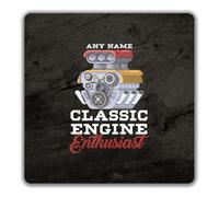 Shopagift Personalised Grease Monkey Engine Enthusiast 2 Pack Coasters - 9cm x 9cm