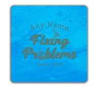 Shopagift Personalised Grease Monkey Fixing Problems 2 Pack Coasters - 9cm x 9cm